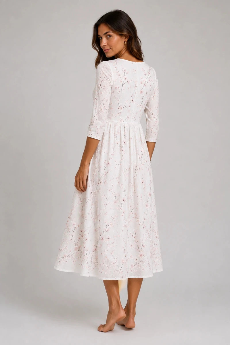 Camila™ | Vestido Bordado Flor de Cerejeira - | Benedita Lisboa