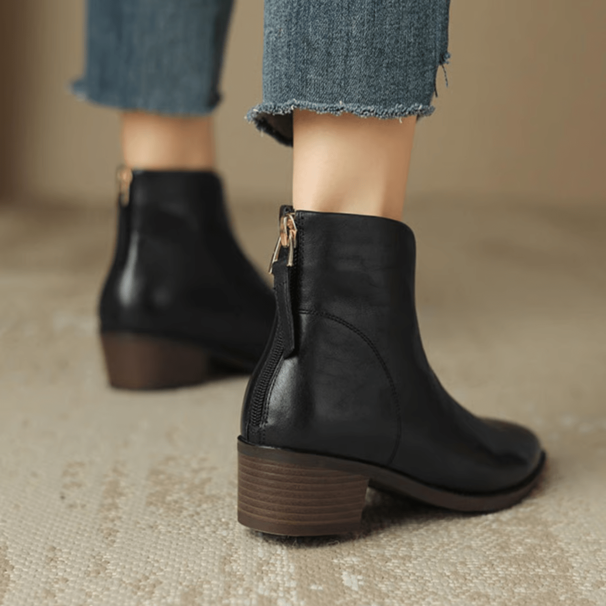 Camille™ | Botins de Luxo com Salto Baixo - | Benedita Lisboa
