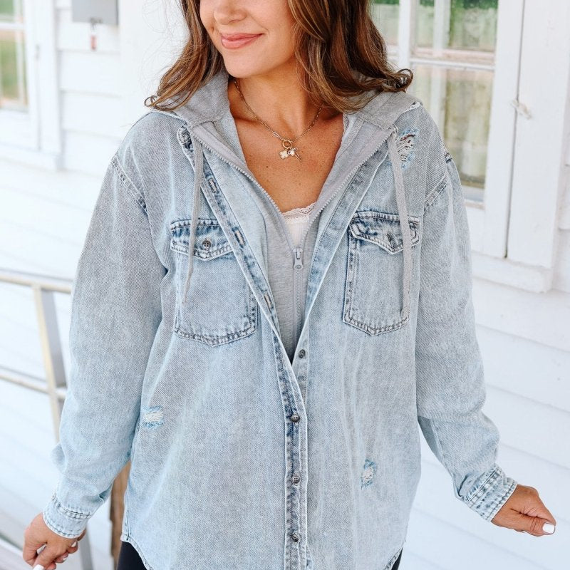 Camisa de Denim com Capuz Hadlee - Tops | Benedita Lisboa