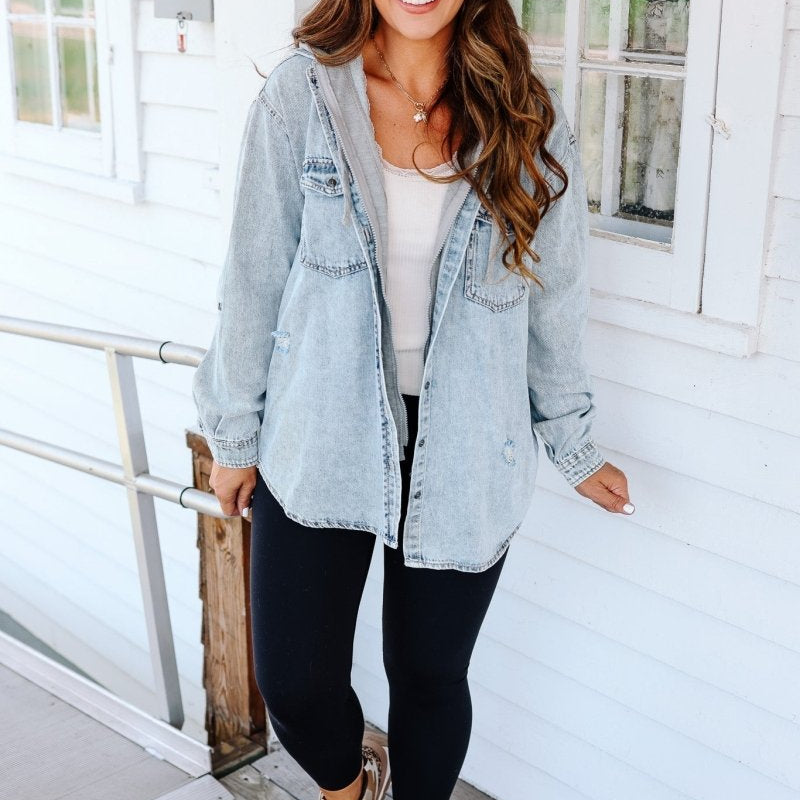 Camisa de Denim com Capuz Hadlee - Tops | Benedita Lisboa