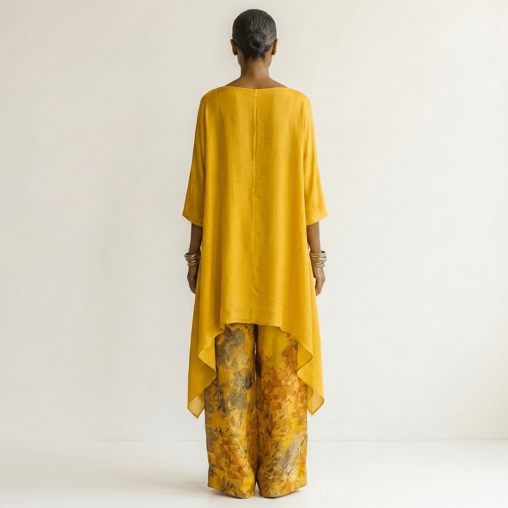 Cariola | Conjunto de Algodão-Seda em Dois Peças com Tunica Assimétrica - | Benedita Lisboa