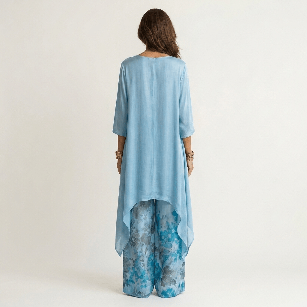 Cariola | Conjunto de Algodão-Seda em Dois Peças com Tunica Assimétrica - | Benedita Lisboa