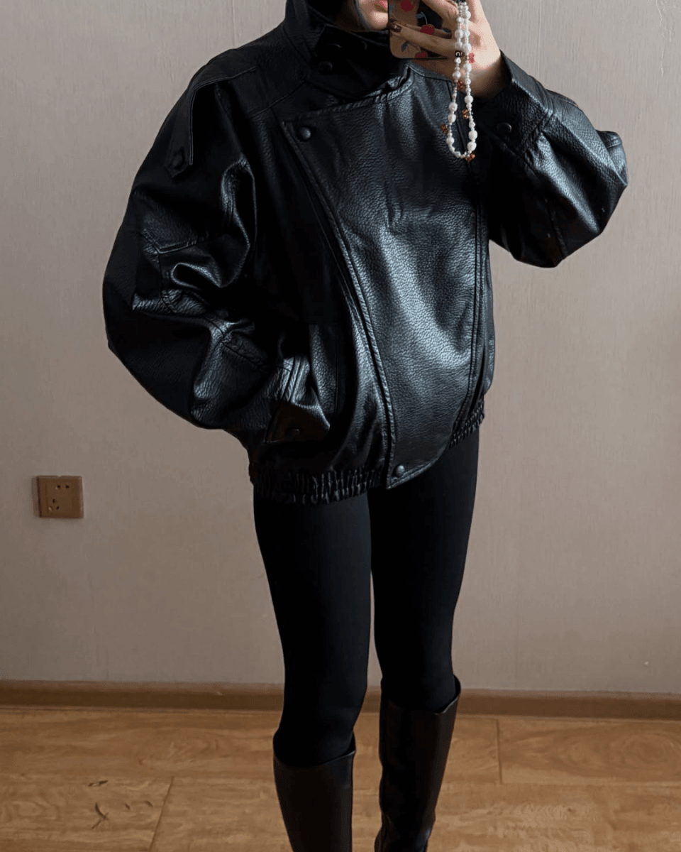 CARLA™ | Casaco de Pele Assimétrico Feminino - Casaco de Pele | Benedita Lisboa