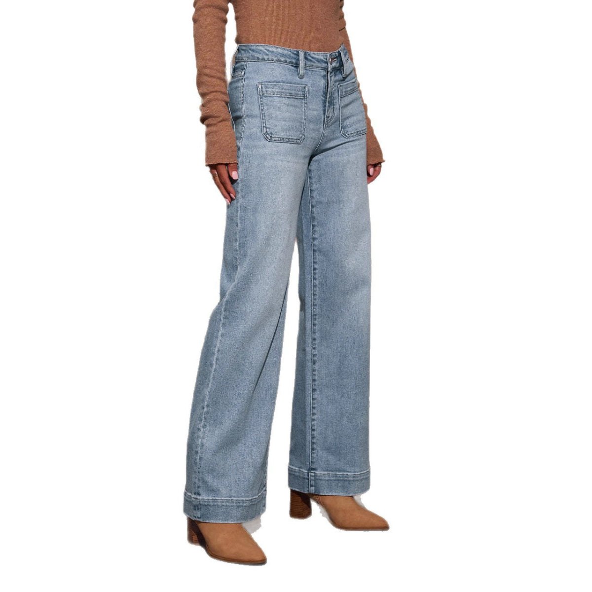 Carlota™ | Jeans Cintura Alta Perna Larga - 0 | Benedita Lisboa