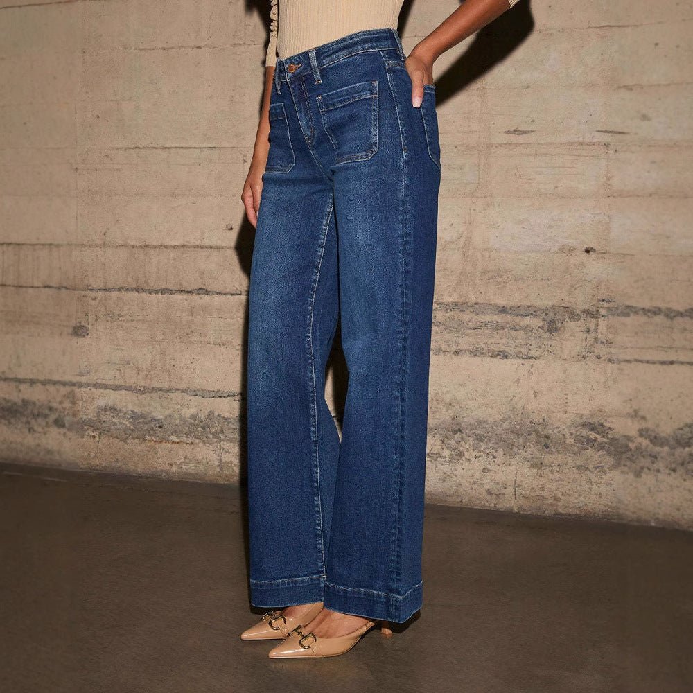Carlota™ | Jeans Cintura Alta Perna Larga - 0 | Benedita Lisboa