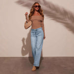 Carlota™ | Jeans Cintura Alta Perna Larga - 0 | Benedita Lisboa