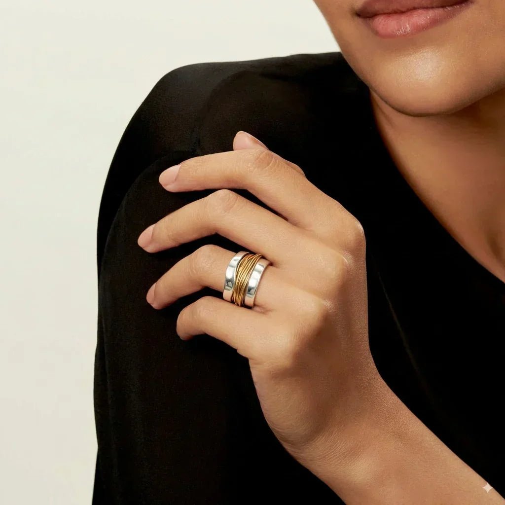 Carmen - Anel de Prata com Fio Dourado - Ring | Benedita Lisboa