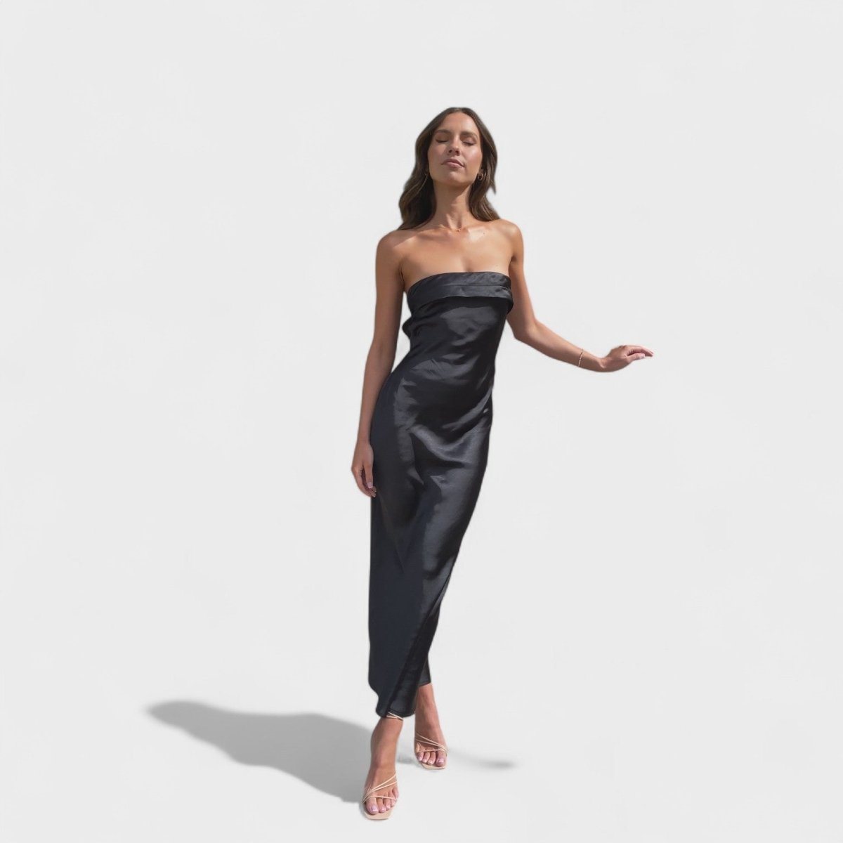 Carmen™ | Vestido de cetim sem mangas - | Benedita Lisboa