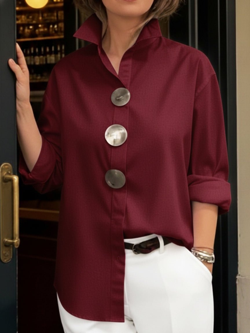 Carmo™ | Blusa de Gola Alta com Botões - TOP | Benedita Lisboa