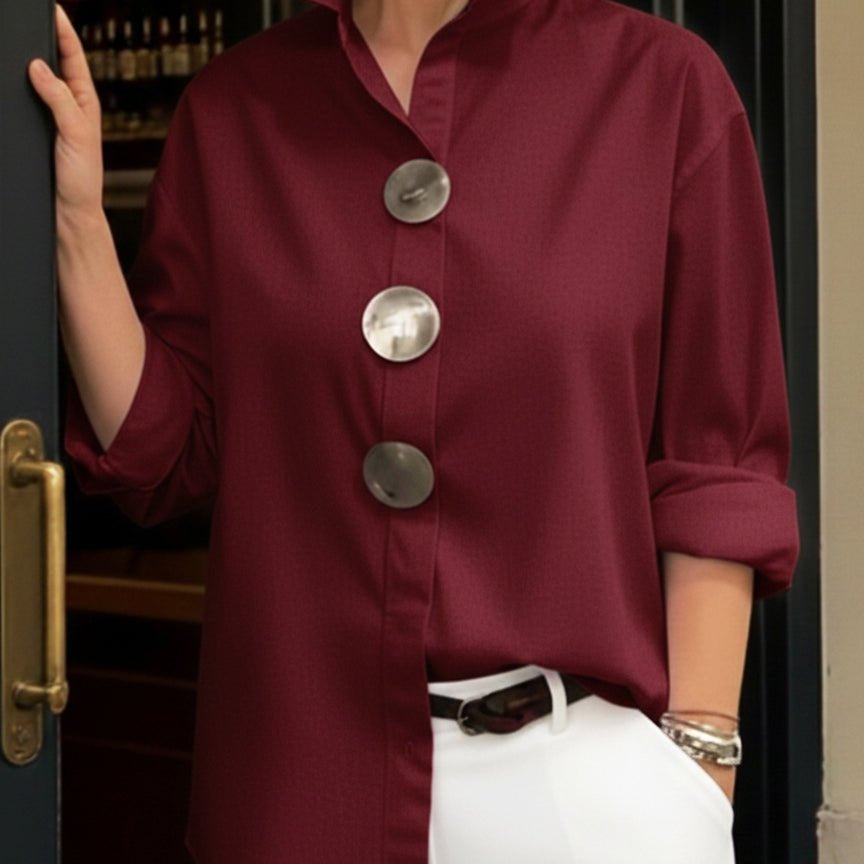 Carmo™ | Blusa de Gola Alta com Botões - TOP | Benedita Lisboa