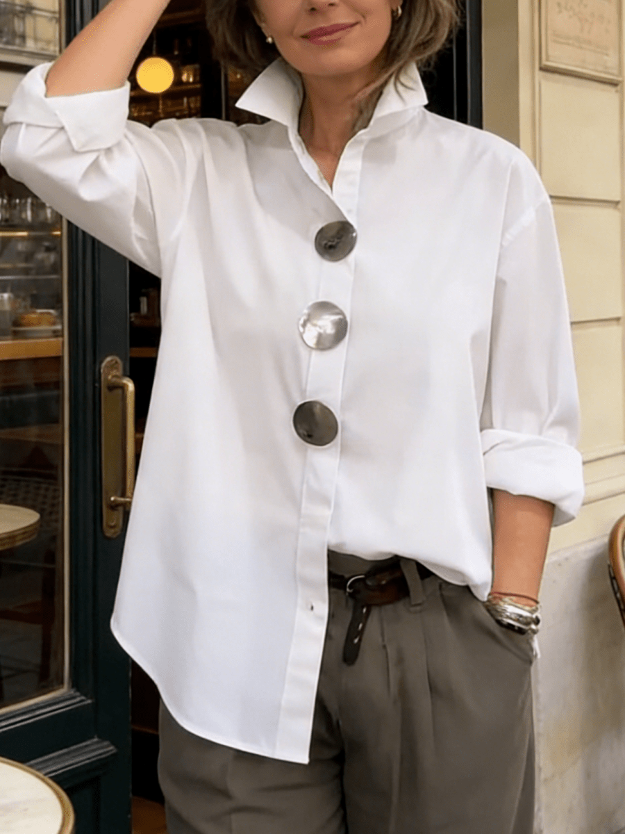 Carmo™ | Blusa de Gola Alta com Botões - TOP | Benedita Lisboa