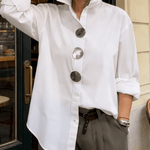 Carmo™ | Blusa de Gola Alta com Botões - TOP | Benedita Lisboa