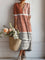 Carolina™ | Vestido Boho Longo Terracota com Riscas - Vestido | Benedita Lisboa