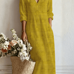 Catarina™ | Vestido Boho Longo Amarelo Texturado - Vestido | Benedita Lisboa