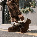 Caty™ | Botas com plataforma em camurça sintética com toque fofo e quente - | Benedita Lisboa