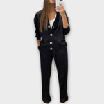 Chantal™ | Conjunto de casaco de malha e calças - | Benedita Lisboa