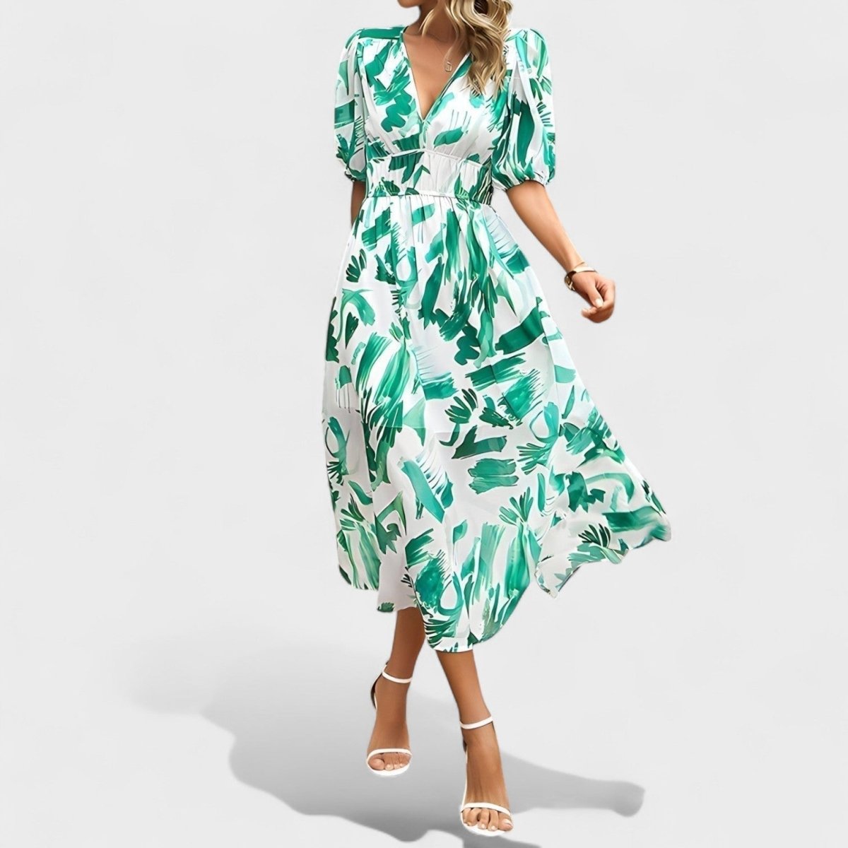 Clara™ | Vestido Midi Floral Elegante - | Benedita Lisboa