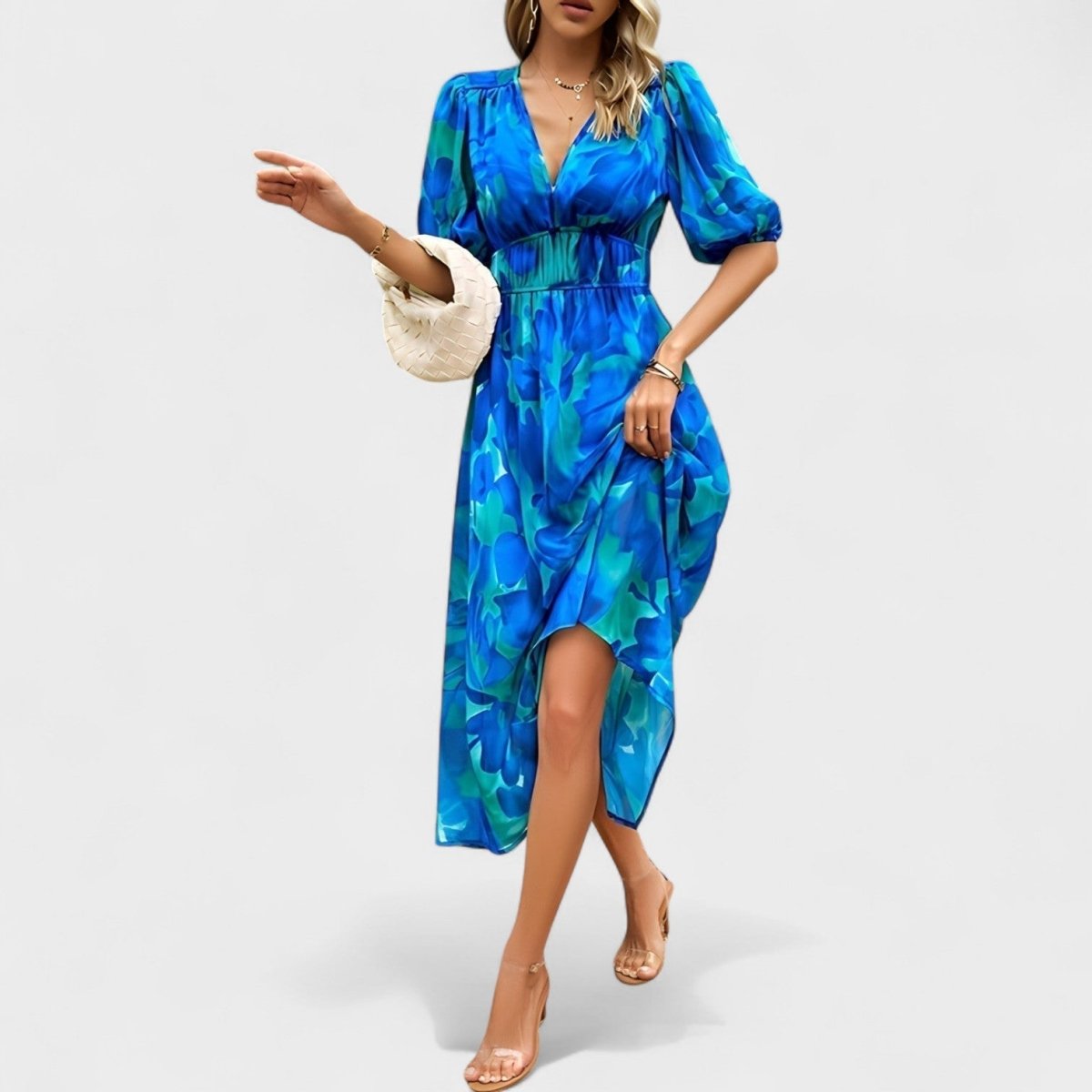 Clara™ | Vestido Midi Floral Elegante - | Benedita Lisboa