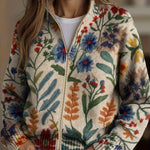 Clementine™ | Casaco de Malha com Fecho e Flores de Jardim Botânico - | Benedita Lisboa