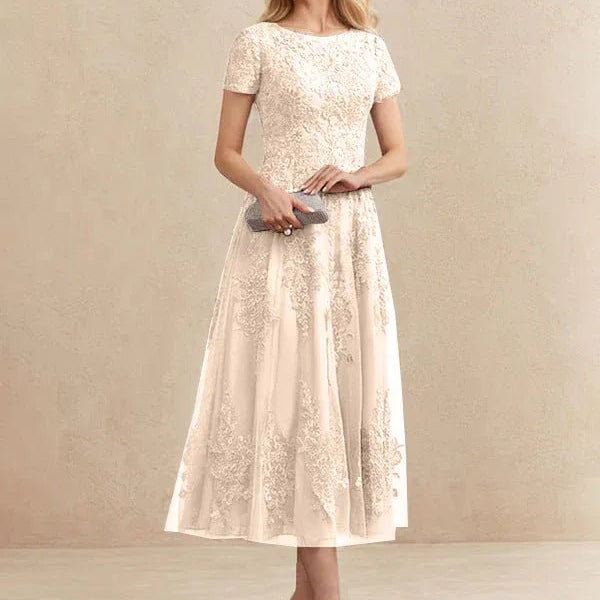 Constança™ | Vestido Midi de Renda Super Elegante - Mother of the Bride Dresses | Benedita Lisboa