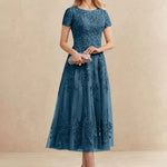 Constança™ | Vestido Midi de Renda Super Elegante - Mother of the Bride Dresses | Benedita Lisboa
