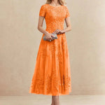 Constança™ | Vestido Midi de Renda Super Elegante - Mother of the Bride Dresses | Benedita Lisboa