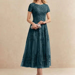 Constança™ | Vestido Midi de Renda Super Elegante - Mother of the Bride Dresses | Benedita Lisboa