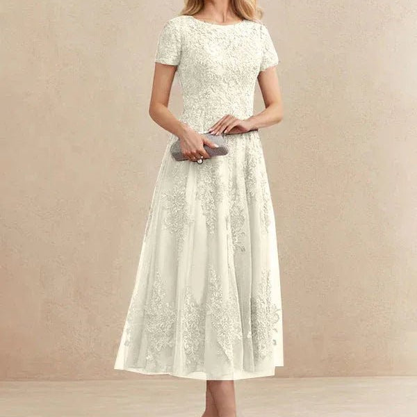 Constança™ | Vestido Midi de Renda Super Elegante - Mother of the Bride Dresses | Benedita Lisboa