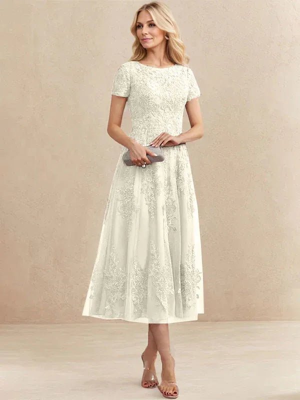 Constança™ | Vestido Midi de Renda Super Elegante - Mother of the Bride Dresses | Benedita Lisboa