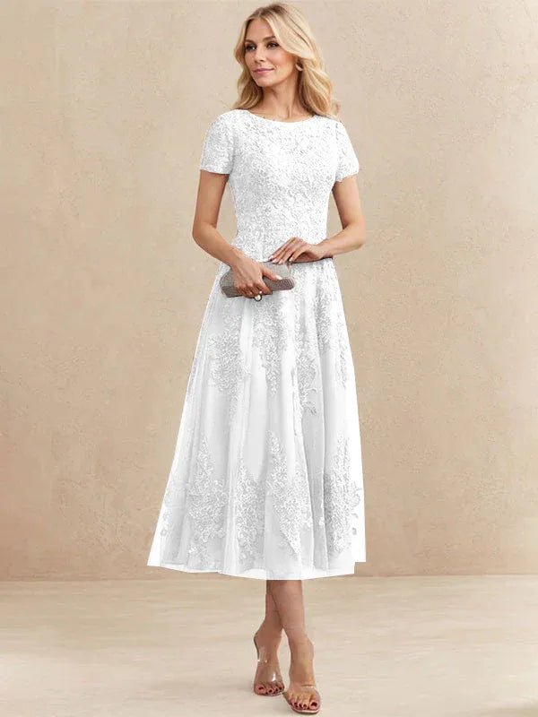 Constança™ | Vestido Midi de Renda Super Elegante - Mother of the Bride Dresses | Benedita Lisboa