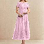 Constança™ | Vestido Midi de Renda Super Elegante - Mother of the Bride Dresses | Benedita Lisboa