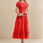Constança™ | Vestido Midi de Renda Super Elegante - Mother of the Bride Dresses | Benedita Lisboa