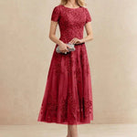 Constança™ | Vestido Midi de Renda Super Elegante - Mother of the Bride Dresses | Benedita Lisboa