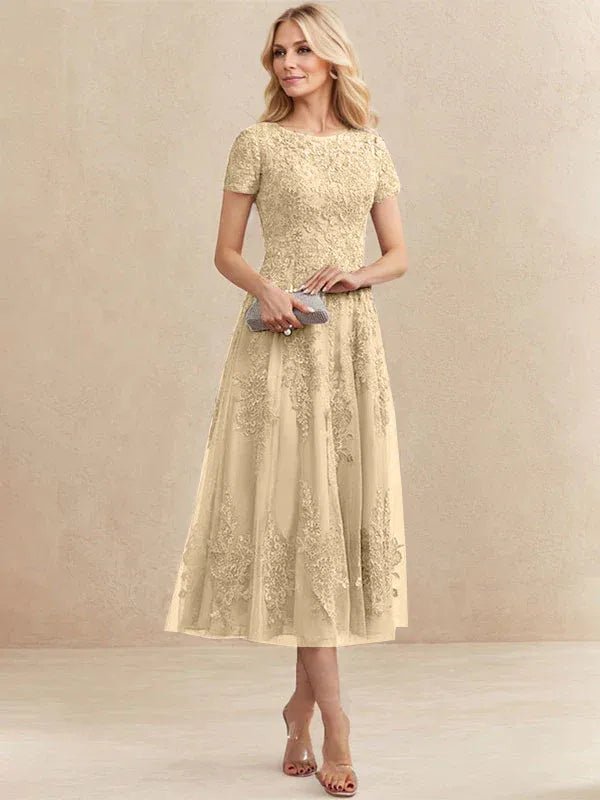 Constança™ | Vestido Midi de Renda Super Elegante - Mother of the Bride Dresses | Benedita Lisboa