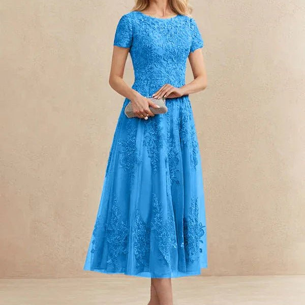 Constança™ | Vestido Midi de Renda Super Elegante - Mother of the Bride Dresses | Benedita Lisboa
