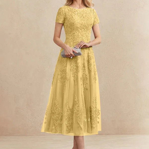 Constança™ | Vestido Midi de Renda Super Elegante - Mother of the Bride Dresses | Benedita Lisboa