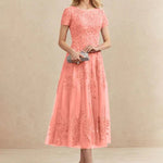 Constança™ | Vestido Midi de Renda Super Elegante - Mother of the Bride Dresses | Benedita Lisboa