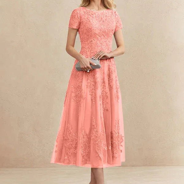 Constança™ | Vestido Midi de Renda Super Elegante - Mother of the Bride Dresses | Benedita Lisboa