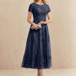 Constança™ | Vestido Midi de Renda Super Elegante - Mother of the Bride Dresses | Benedita Lisboa
