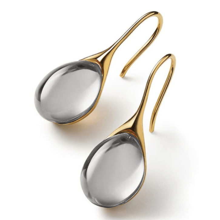 CristalLux Brincos Gota Ouro Prata - Elegância Brilhante - | Benedita Lisboa