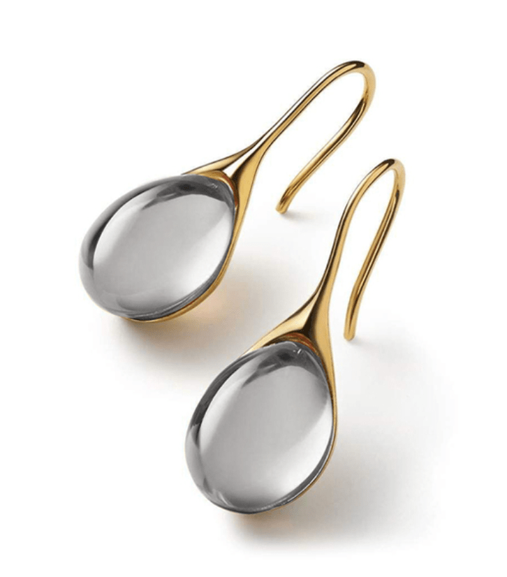 CristalLux Brincos Gota Ouro Prata - Elegância Brilhante - | Benedita Lisboa