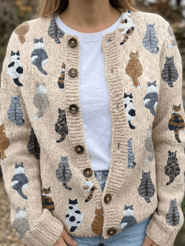 Cristina™ | Cardigan com Gatinhos Super Fofo e Confortável - | Benedita Lisboa