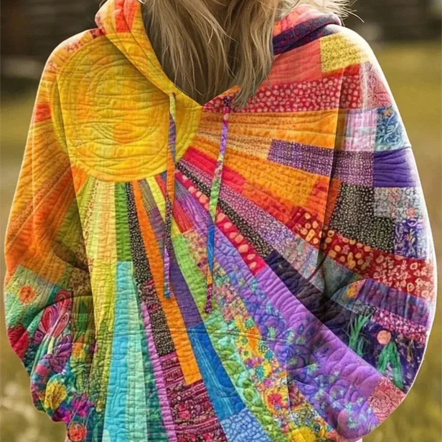 Daniela™ | Sweat com Capuz e Patchwork Boémio Multicolor - | Benedita Lisboa