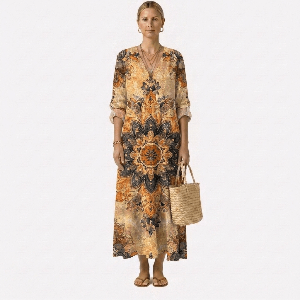 Dora™ | Vestido Floral Elegância Natural - Vestido | Benedita Lisboa