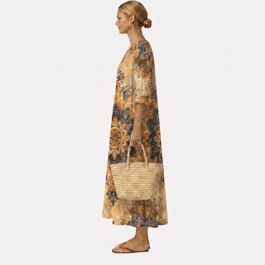 Dora™ | Vestido Floral Elegância Natural - Vestido | Benedita Lisboa