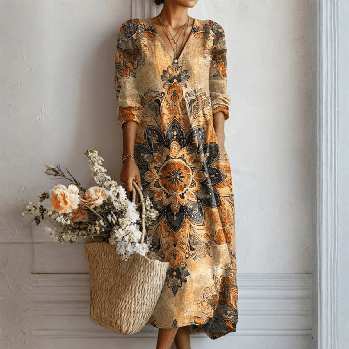 Dora™ | Vestido Floral Elegância Natural - Vestido | Benedita Lisboa
