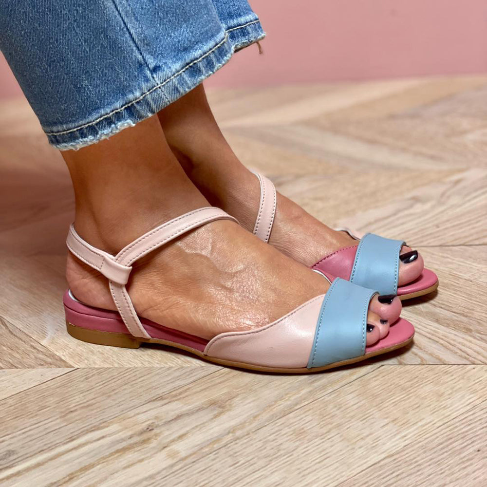 Roselina™ | Asymmetrische rosa Sandalen im Color-Block-Stil