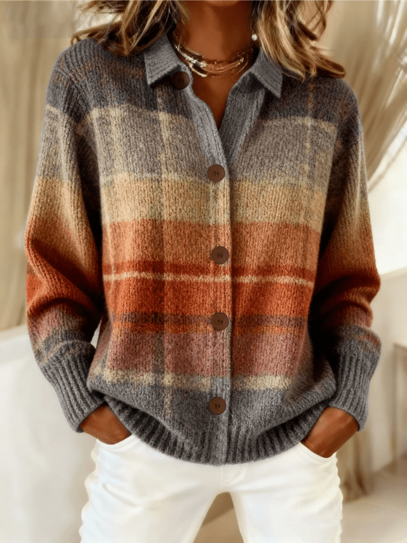 Edith | Autumn Ombre Plaid Cardigan - | Benedita Lisboa