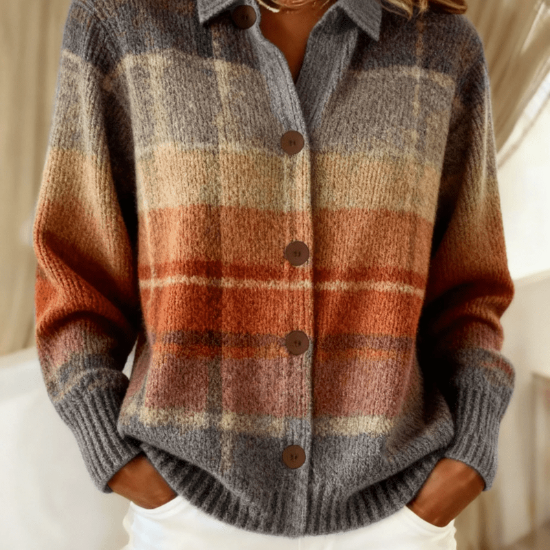 Edith | Autumn Ombre Plaid Cardigan - | Benedita Lisboa