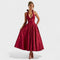Effie™ | Vestido midi texturado com decote V - | Benedita Lisboa